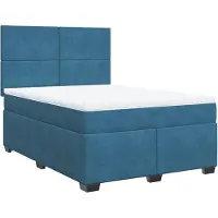 Syfax Boxspringbett mit Matratze Blau 140x190 cm Samt