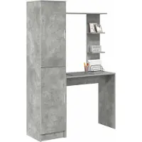 vidaXL Schreibtisch mit Regal mit Speicher mit Tür 2 Stk. Betongrau