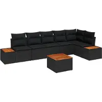 vidaXL Gartensofa-set 6 stk. 6-Sitzanzahl Schwarz Polyrattan
