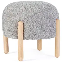 Bizzotto Hocker Dayla aus Boucle-Stoff, modern skandinavisch, gepolstert, Grau, rund,