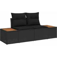 vidaXL Gartensofa-set mit Kissen mit Speicher Schwarz Poly-Rattan