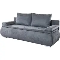 Die Möbelfundgrube Schlafsofa grau Bettkasten Dauerschläfer Federkern 207 cm - LENON