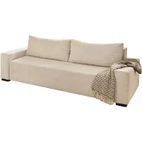 Massivart Schlafsofa Cord beige mit Bettkasten Federkern 240 cm - TRIER