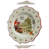 Christmas Decoration Weihnachtsteller mit Weihnachtsmann Motiv Keramik 26cm weiß / rot