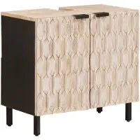 vidaXL Waschbeckenschrank Weiß 62 x 33 x 58 cm Massivholz Mango
