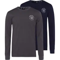 H.I.S. Langarmshirt Packung, 2er-Pack, 2 Stk. Langarm, bedruckt, Rundhalsausschnitt, aus 100% Baumwolle