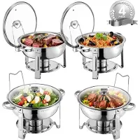 Vevor Chafing Dish Buffet Speisenwärmer mit 4 Behältern in voller Größe (4,7 L pro)