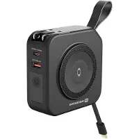 Swissten , All-in-One Powerbank Pro MagSafe USB USB-C mit Reiseadaptern, Schwarz