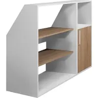Vente-unique 1-türiger Schrägschrank mit 2 Einlegeböden und 1 Nische - Weiß und natur - ADEZIO
