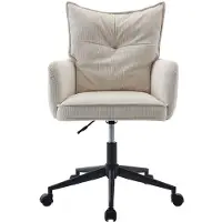 Vente-unique Bürostuhl höhenverstellbar - Cord - Cremefarben & Schwarz - BATARU