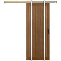 Vente-unique Versenkbare Schiebetür aus MDF und Holz natur dunkel - H 205 x B 93 cm - SANDORA