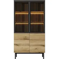 Vente-unique Vitrinenschrank Labenia Schwarz Naturfarben Hell 100.1 cm