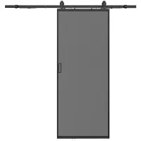 Vente-unique Wandschiebetür - Aluminium und geräuchertes gehärtetes Glas - H 205 x B 93 cm - LINCI II