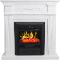 Vente-unique Elektrokamin zum Aufstellen - mit Mantel - L98 x T26 x H100,8 cm - Weiß - OTEMANU