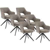 Vente-unique Bürostuhl Drehstuhl mit Armlehnen 6er-Set - Stoff & Metall - Taupe - KONYA
