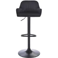 Vente-unique Barhocker - Samt & schwarzes Metall - Höhenverstellbar - Schwarz - ELEANA