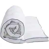 Vente-unique Anti-Milben-Matratzenauflage für 1 Person - 90 x 190 cm - Satinbezug 120 Fäden/cm2 - Füllung 1000 g/m2 - Weiß mit blauem Rand - Marke PRESTIGIA by Palacio