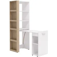 Vente-unique Wohnwand mit Schreibtisch - beliebig kombinierbar - 10 Regalfächer - Holzfarben & Weiß - TUPELIO