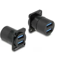 DeLOCK D-Typ Modul USB 5 Gbps Typ-A 2 x Buchse zu 2 x Buchse, Schwarz, 2x USB A, 2x USB A, Weiblich, Weiblich, Zink