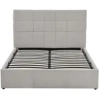 Vente-unique Bett mit Bettkasten - 140 x 190 cm - Stoff - Grau - ELIAVA von Pascal Morabito
