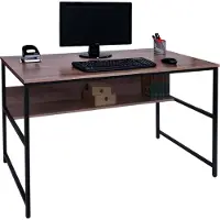 Mendler Schreibtisch HWC-K80, Bürotisch Computertisch Arbeitstisch Ablage, Metall MDF 120x60cm grau-braun