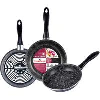 Magefesa Gransasso Set 3 Bratpfannen 18-20-24cm, Induktion, PFOA-Free Antihaftbeschichtung STONE Grau