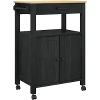 vidaXL Küchentrolley MONZA Schwarz 60 x 40 x 88,5 cm Massivholz Kiefer