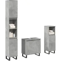 vidaXL 3-tlg. Badmöbel-Set Betongrau Holzwerkstoff