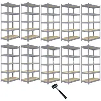Monster Racking 10 x Graue Regaleinheit 5 Etagen Garage Lagerregal 120x50x180cm