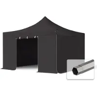 TOOLPORT 4x4m Stahl Faltpavillon, inkl. 4 Seitenteile, schwarz