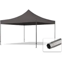TOOLPORT 4x4m Stahl Faltpavillon, ohne Seitenteile, dunkelgrau