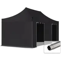 TOOLPORT 3x6m Stahl Faltpavillon, inkl. 4 Seitenteile, schwarz