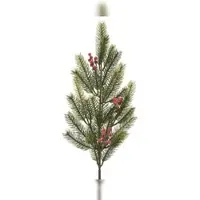 Christmas Decoration Künstlicher Tannenzweig 64,5cm mit roten Beeren Kunstzweige Deko Zweige Weihnachten Weihnachtszweige Grün Rot