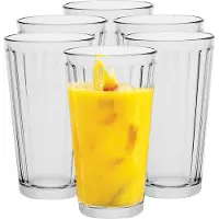 Unyqoos Arvid 6er-Set Trinkgläser (Tumbler) 360 ml – transparent, 83×83×144 mm (Ø 83 mm), Soda-Kalk-Glas, gerillte Optik, EU-Produkt, 100% recycelbar