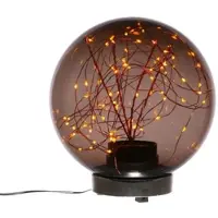 MARELIDA LED Kugel mit Drahtlichterkette - stehend - 80 bernsteinfarbene LED - D: 20cm - f. Außen - rauchgrau