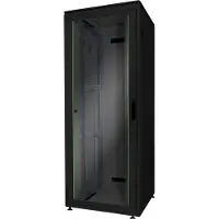 Assmann Digitus Netzwerkschrank Unique Serie - 800x800 mm (BxT), Freistehendes Gestell, 32U, 800 kg, Sperrschloss, Verbessertes Kabelmanagement, Schwarz