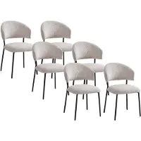 Vente-unique Set aus 6 Stühlen aus Cord und schwarzem Metall - Beige - ALAYIS