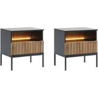 Vente-unique Nachttisch Ovila Schwarz Naturfarben Hell 53.6 cm