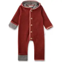 Sanetta Wollfleece-Overall mit Kapuze Klappbündchen, rot, 68
