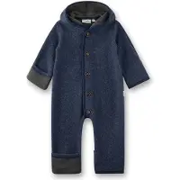 Sanetta Wollfleece-Overall mit Kapuze Klappbündchen, blau, 74