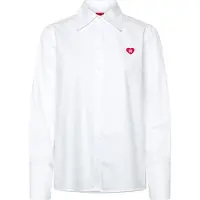HUGO für Damen. 50556398 Relaxed Fit Hemd weiß (34), Lässig, Baumwolle, Langarm