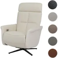 Mendler Relaxsessel HWC-L10, TV-Sessel Liegesessel, Liegefunktion drehbar, elektrisch verstellbar Voll-Leder creme-weiß