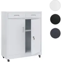 Mendler Aktenschrank HWC-O89, Stahlschrank Büroschrank, Rollen Türen Schubladen abschließbar Metall 116x90x4