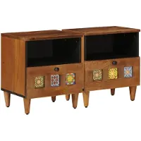 vidaXL Nachttisch 2 stk. Braun 40 x 33 x 46 cm Massivholz Mango