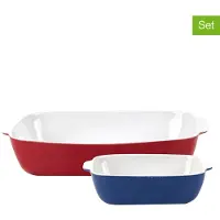 Benetton - Set 2-teiliger Brunnen (rot 32,5 x 20,5 x 7,5 cm + blau 20 x 13 x 6 cm), Steingut-Regenbogen