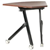 Beliani Schreibtisch Dunkelbraun MDF-Tischplatte u. Metallgestell 90x64 cm Modulsystem Klappbar Faltbar mit Rollen Mobil Bürotisch für Homeoffice Büro