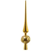 MARELIDA Christbaumspitze mit Blattmuster - Weihnachtsbaumspitze - Kunststoff - H: 30cm - gold glänzend