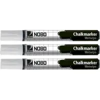 Nobo Kreidemarker weiss (3), 3 Stück(e), Weiß