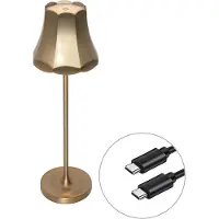 QAZQA Retro Tischleuchte Gold wiederaufladbar IP44 Granny