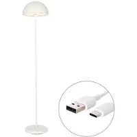 QAZQA Outdoor Stehleuchte Pilz weiß wiederaufladbar 3-stufig dimmbar - Keira
